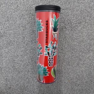 Starbucks 2017 Tumbler 16oz screwtop lid red christmas succulent cactus print